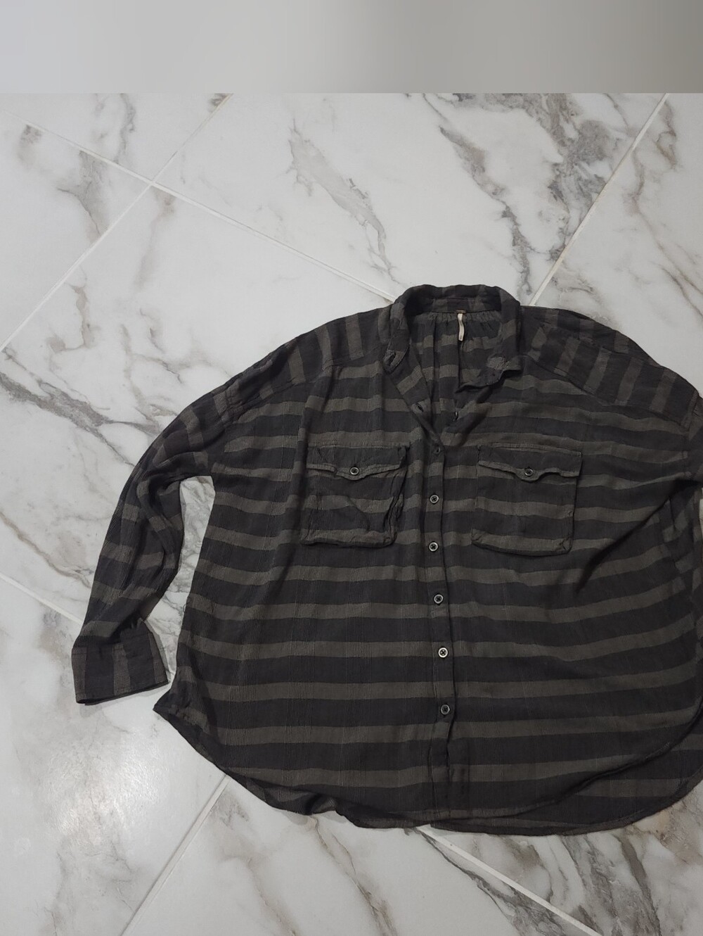 Free People Plaid Shirt Button down W/Pockets Oversized Size Small